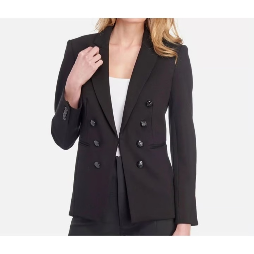 ❤️ T. Tahari Black Ponte Tailcoat Military Style Blazer - Picture 2 of 9